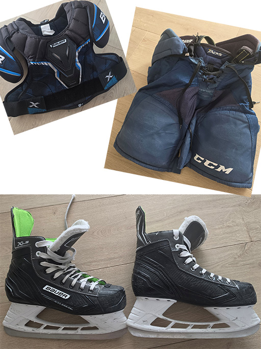 #045 Pattini-corazza-Pantaloni Hockey
